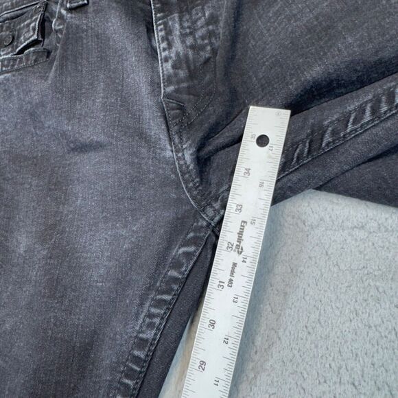 True Religion Jeans Men 36x33 Black Rocco Relaxed Skinny Stretch Faded Flap - Picture 14 of 16